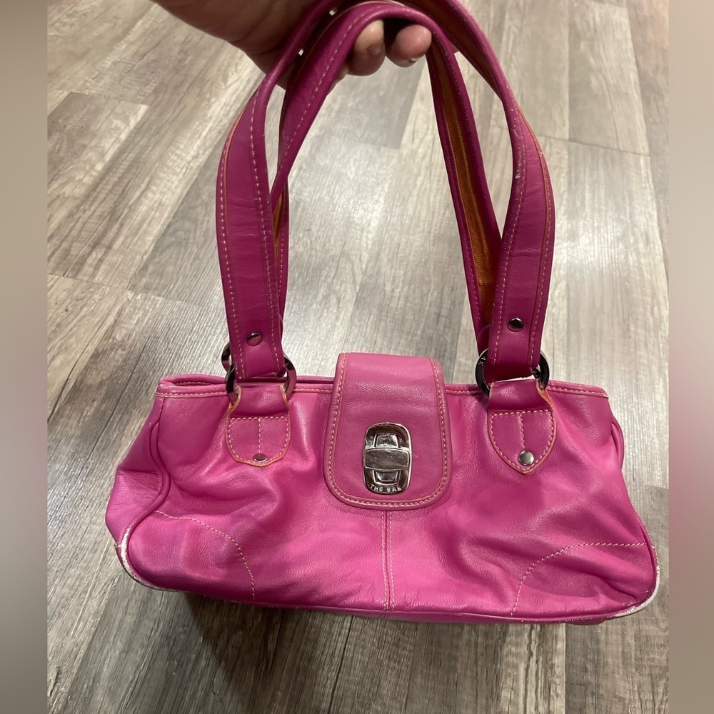 The SAK pink label baguette bag pink leather pebbled Y2K 90s preppy designer